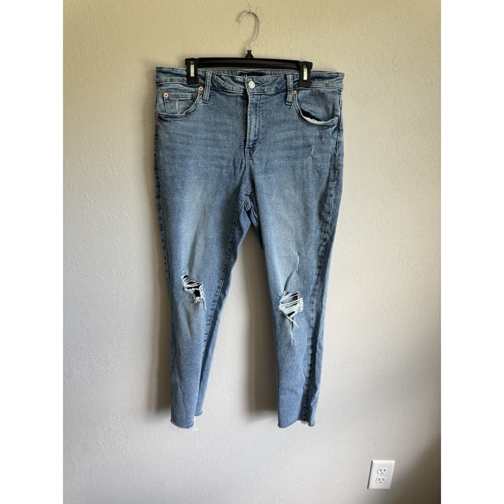 Gap Light Wash Blue Denim Universal Legging Skinny Distressed Jeans Womens 33